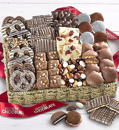 Simply Chocolate Deluxe Nuts & Confections Basket